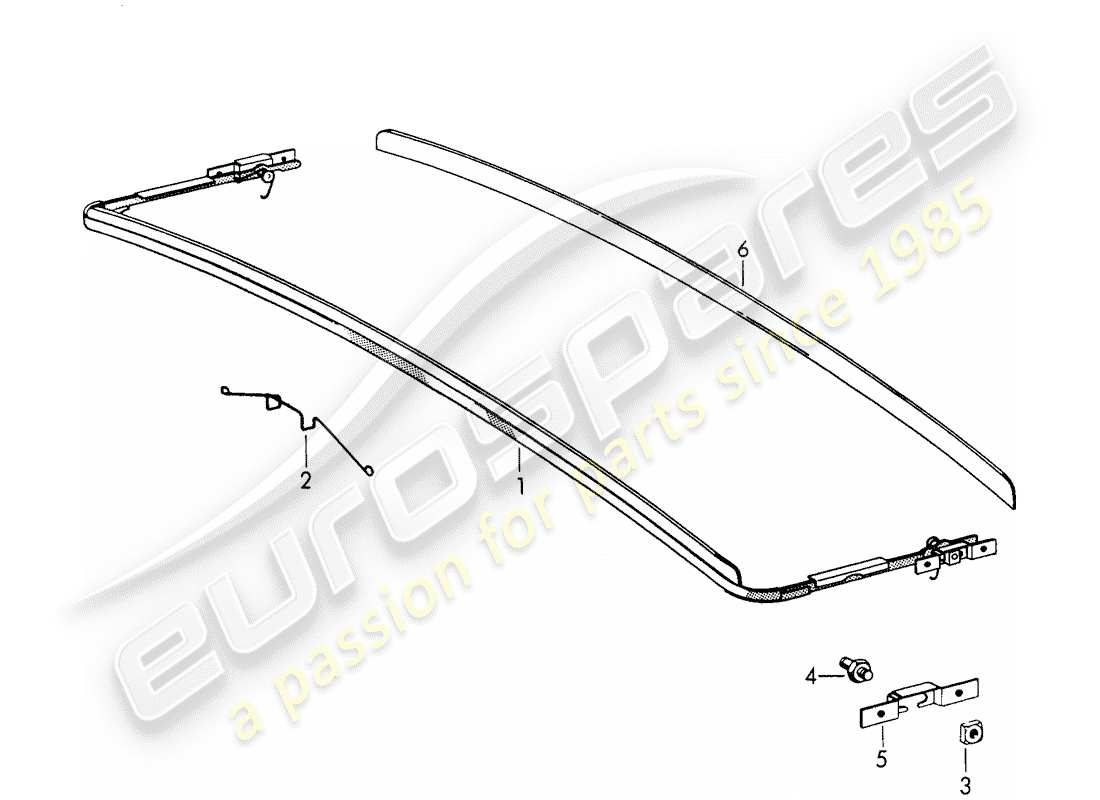 porsche 1965 (356b/356c) windabweiser - schiebedach - elektrisch ersatzteildiagramm