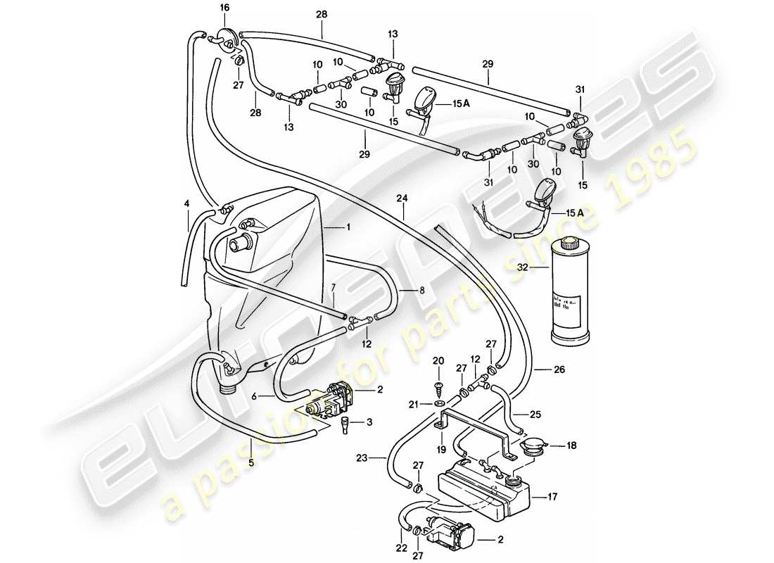 porsche 1986 (928) scheibe - ersatzteildiagramm