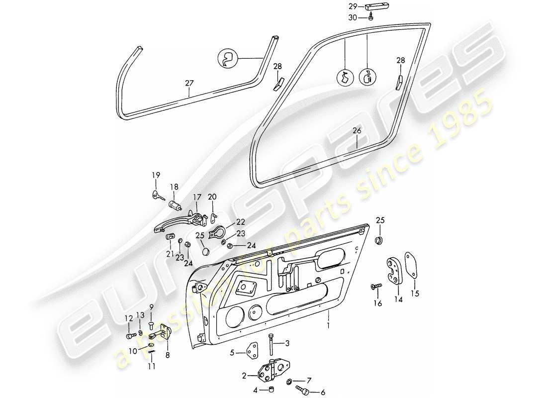 porsche 1969 (911/912) doors-ersatzteildiagramm