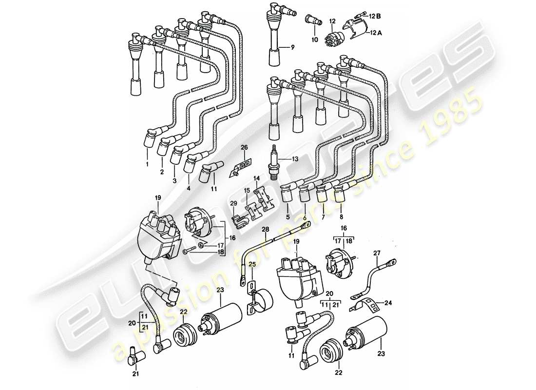 porsche 1992 (928) motorelektrik teilediagramm