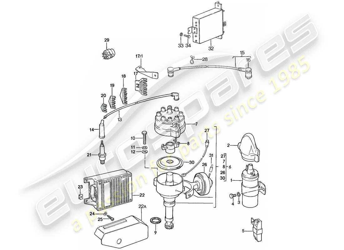 porsche 1983 (928) motorelektrik - k-jetronic - l-jetronic teilediagramm