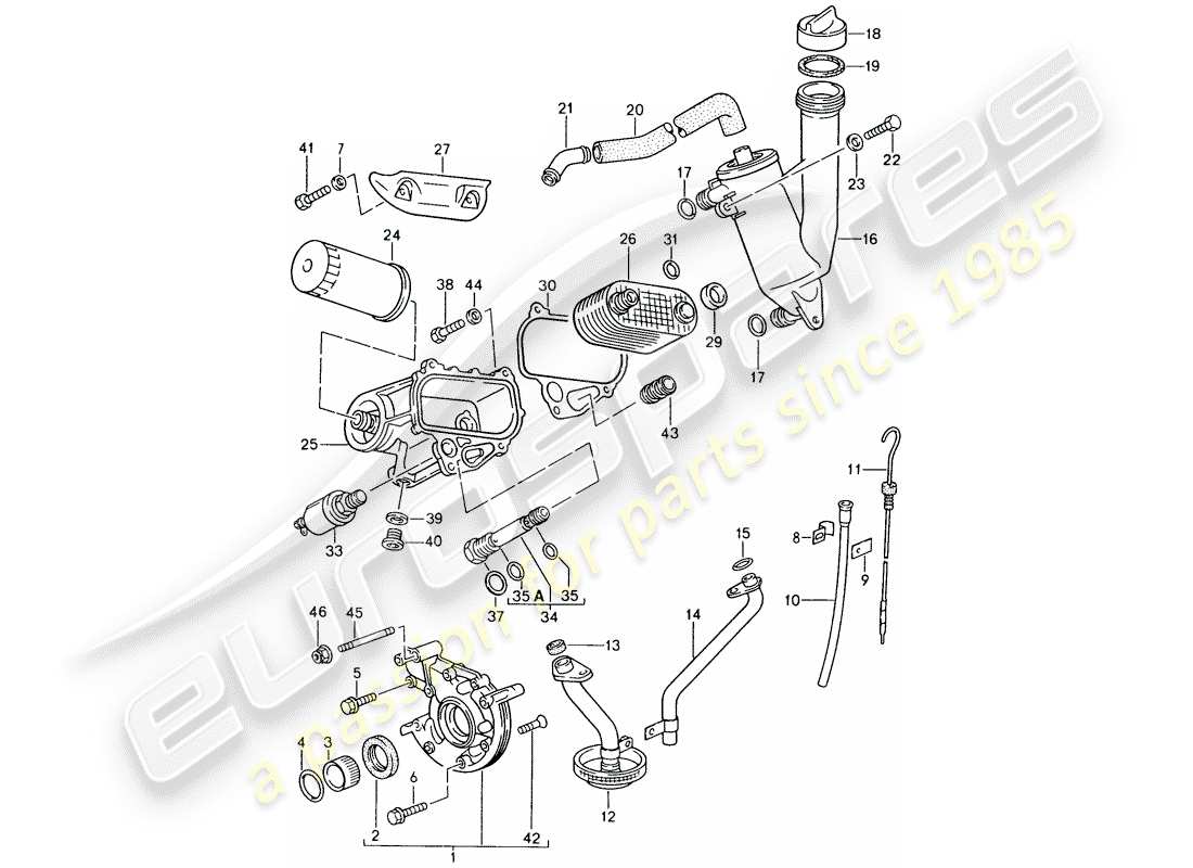 porsche 1983 (944) motorschmierung - achtung - technische informationen - gruppe 1 - nr. 6/84 ersatzteildiagramm