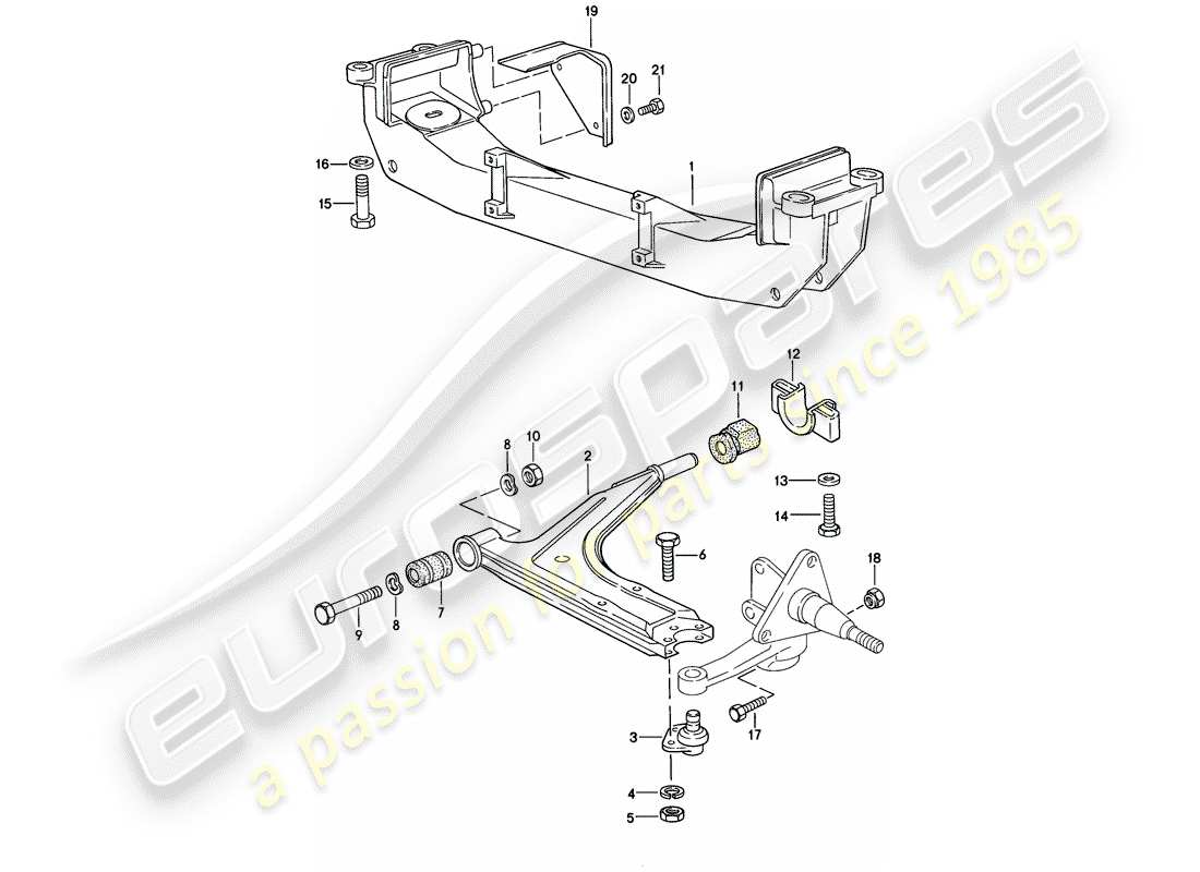 porsche 1983 (944) querlenker - quertraeger ersatzteildiagramm