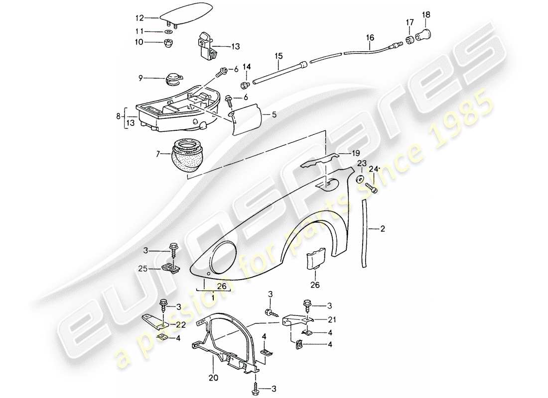 porsche 1994 (993) fender-teilediagramm