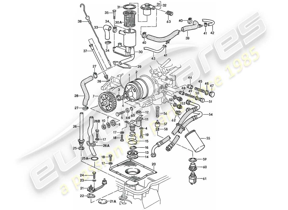 porsche 1982 (928) motorschmierung teilediagramm
