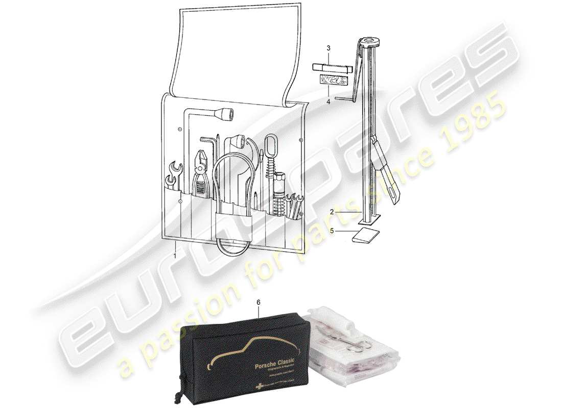 porsche 1982 (911) zubehör - werkzeug - schilder/hinweise - weiteres zubehör im - classic katalog - (modell: cla) ersatzteildiagramm
