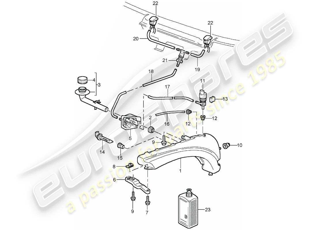 porsche 2005 (996 gt3) scheibe - ersatzteildiagramm
