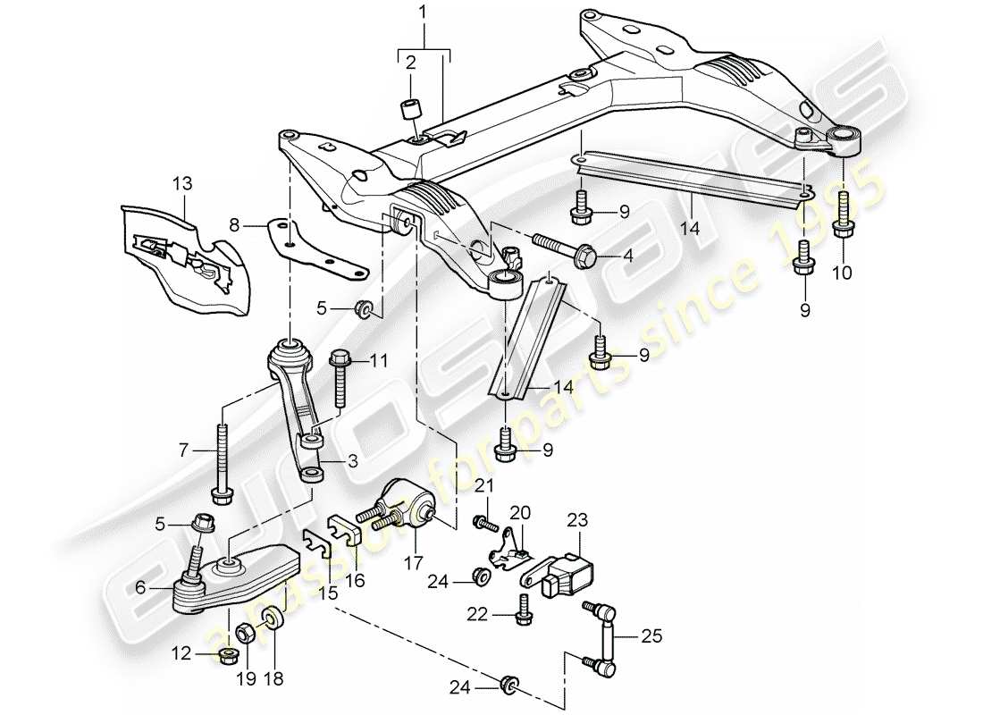 porsche 2005 (996 gt3) quertraeger - querlenker ersatzteildiagramm