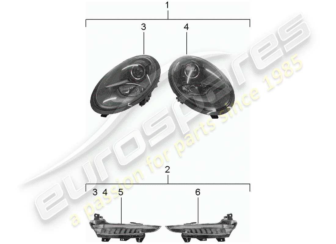 porsche 2019 (tequipment 98x/99x) scheinwerfer-teilediagramm