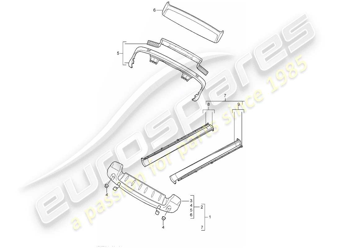 porsche 2003 (tequipment cayenne) sport design package ersatzteildiagramm