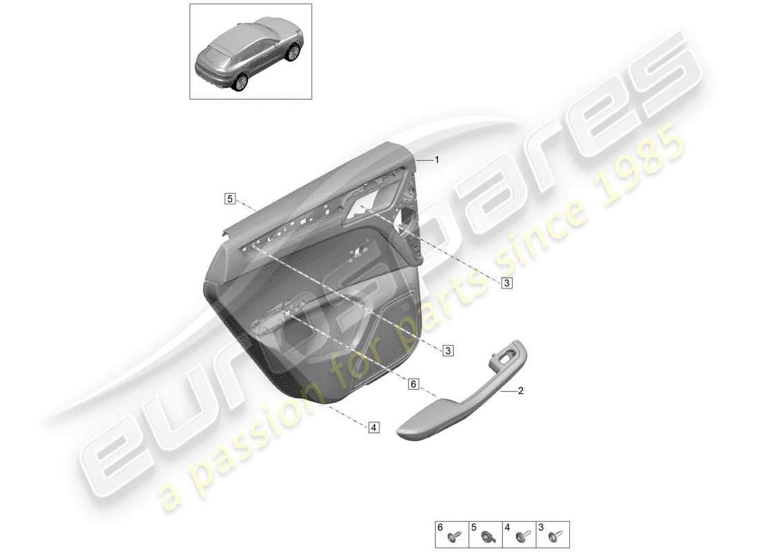 porsche 2020 (macan) türverkleidungen ersatzteildiagramm