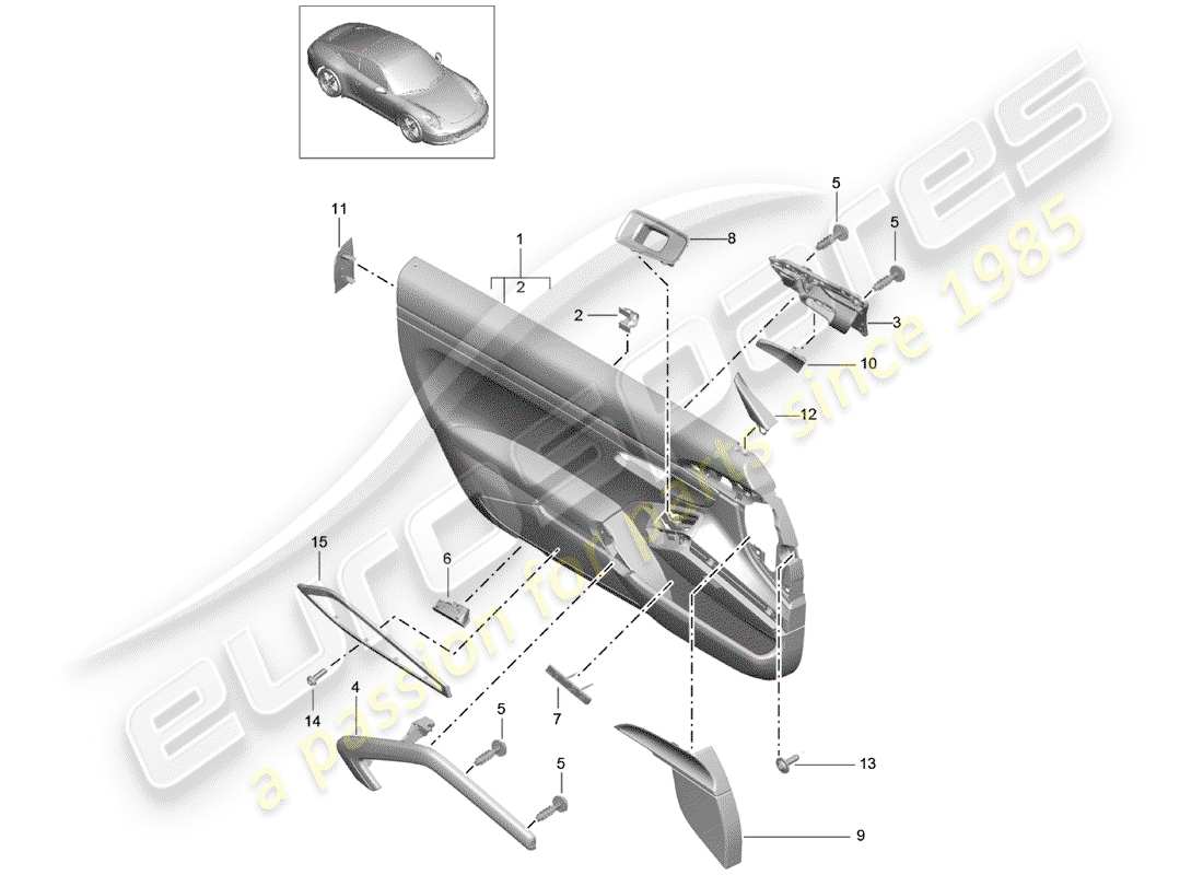 porsche 2016 (991-1) türverkleidung teilediagramm