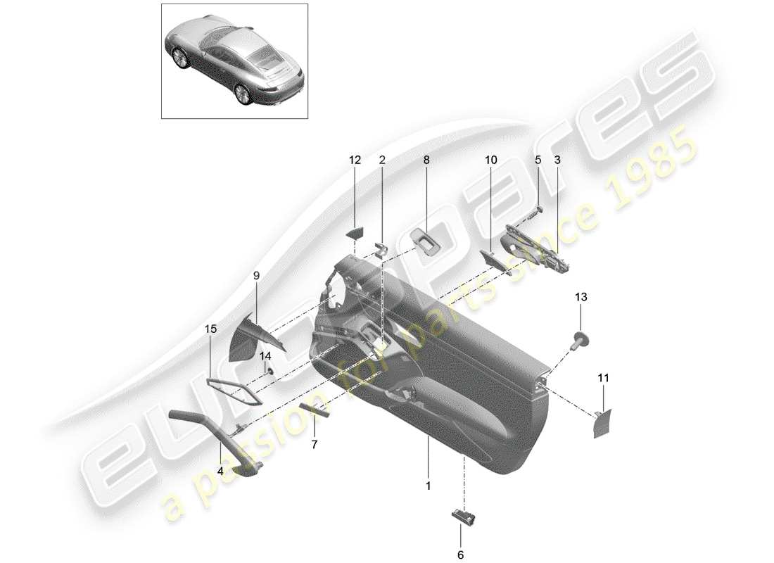 porsche 2012 (991-1) türplatte teilediagramm
