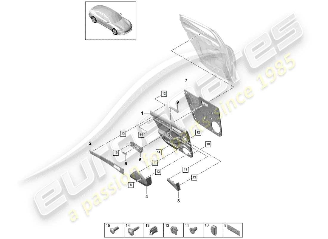 porsche 2020 (panamera 971-1) türplatte teilediagramm