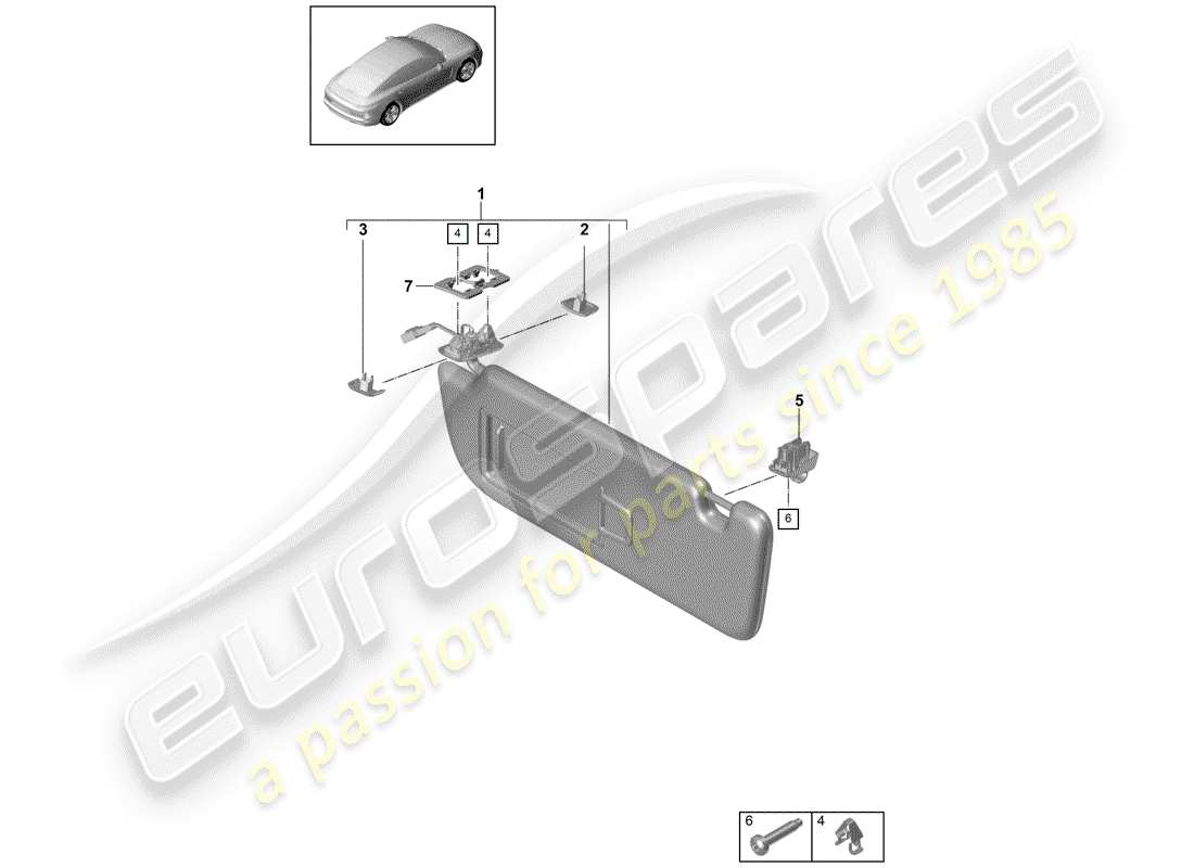 porsche 2018 (panamera 971-1) sonnenblenden ersatzteildiagramm