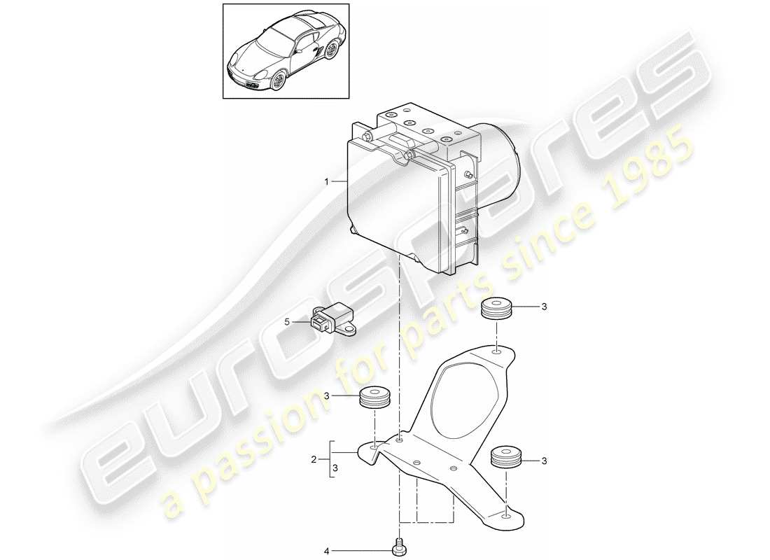 porsche 2009 (987 cayman) hydraulikeinheit ersatzteildiagramm