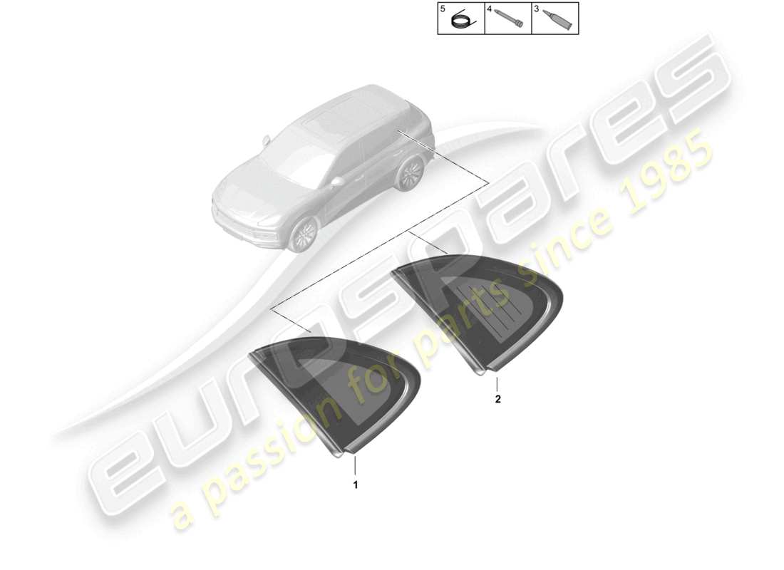porsche 2020 (cayenne e3 9ya/9yb) seitenfenster hinten teilediagramm
