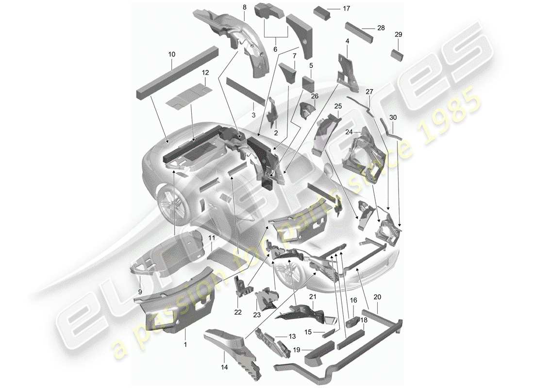 porsche 2012 (991-1) karosserie teilediagramm