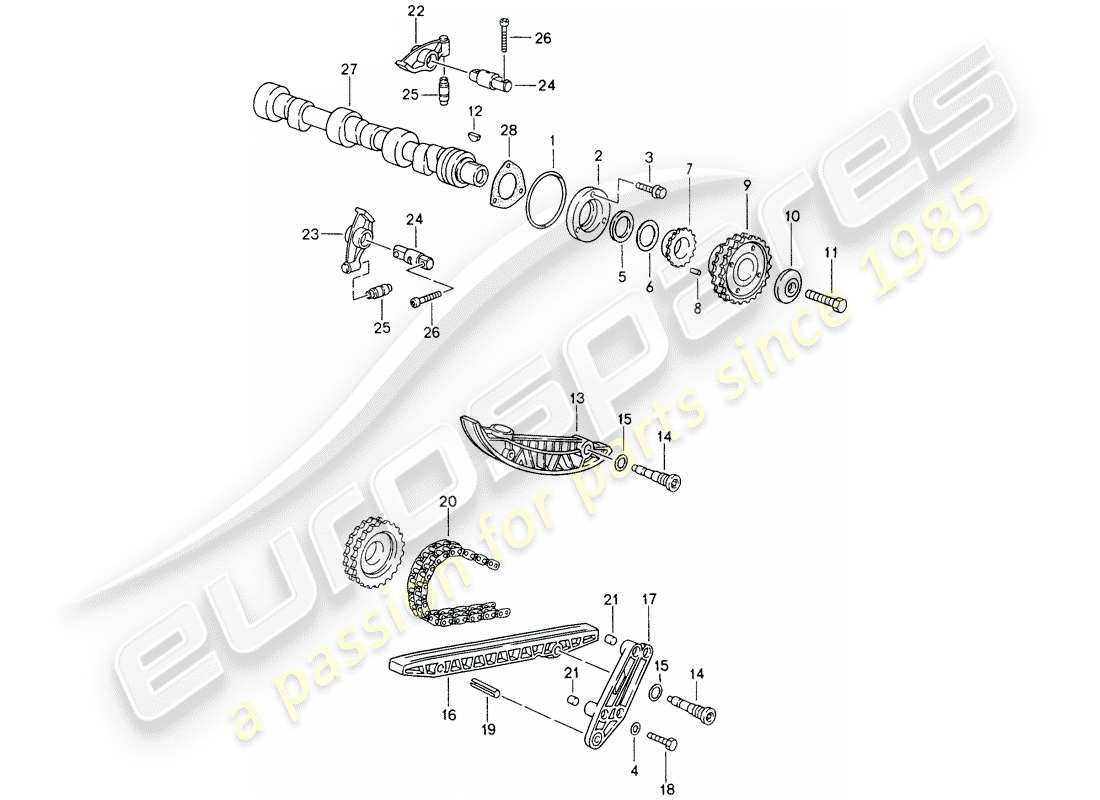 porsche 1994 (993) ventilsteuerung teilediagramm