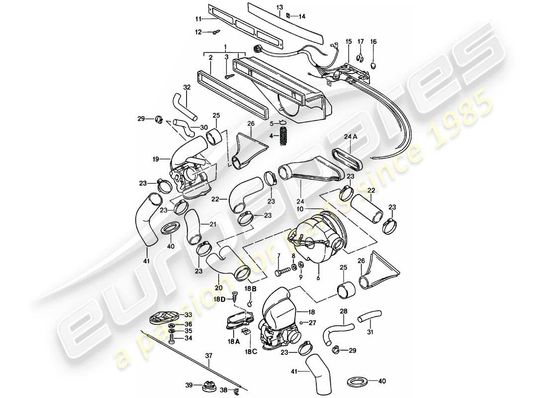 porsche 1979 (911) belüftung - heizungsystem 1 ersatzteildiagramm