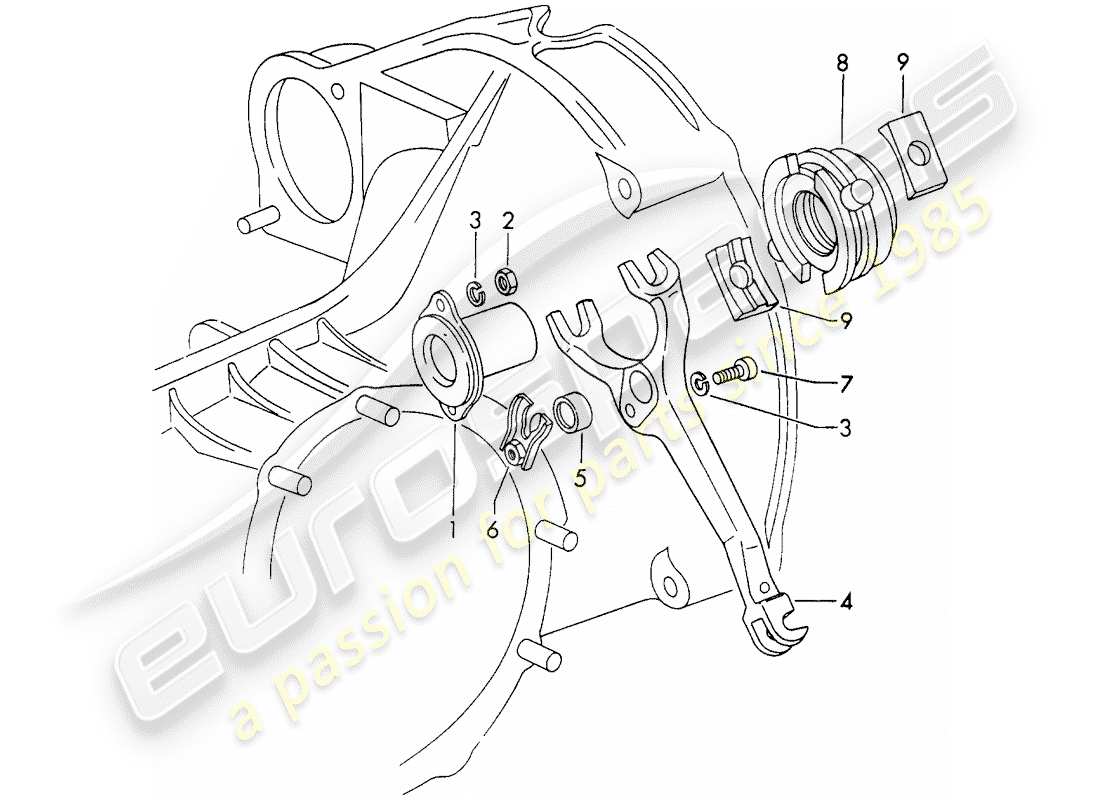 porsche 1968 (911/912) kupplungsausrückung ersatzteildiagramm