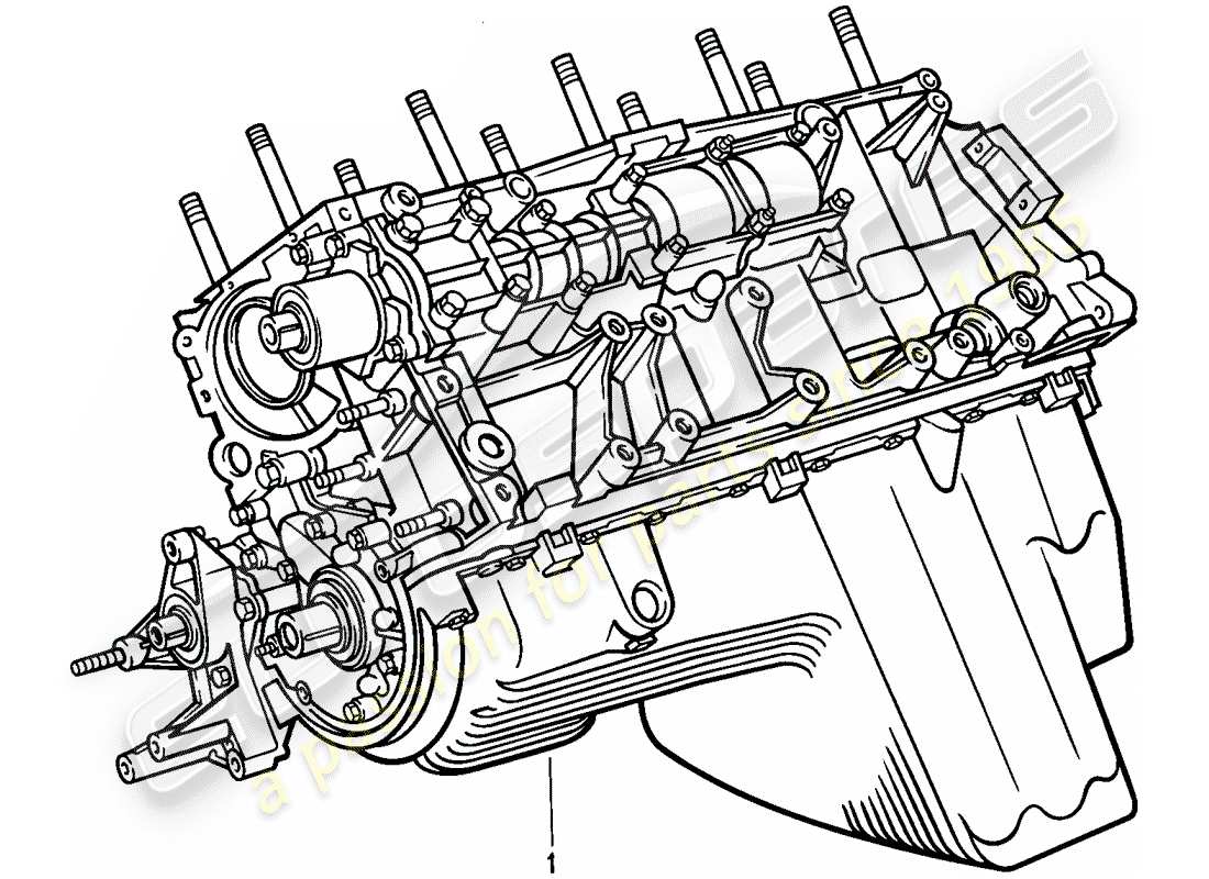 porsche 1988 (924s) kurzmotor - kurbelgehäuse teilediagramm
