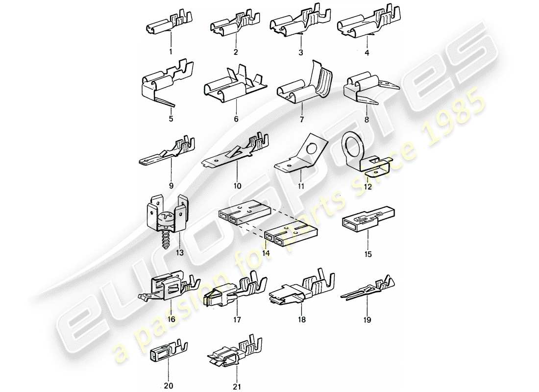 porsche 1981 (911) flachsteckverbinder - steckanschluss - ersatzteildiagramm