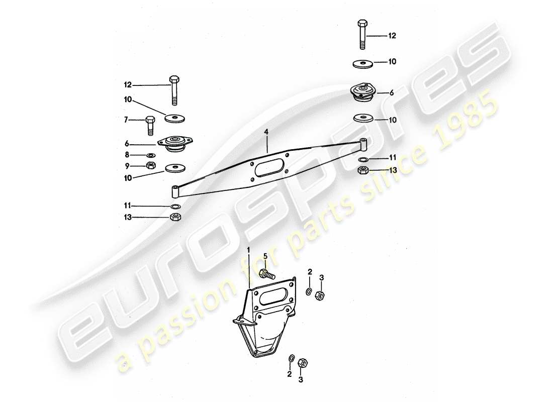porsche 1976 (911 turbo) motoraufhängung teilediagramm