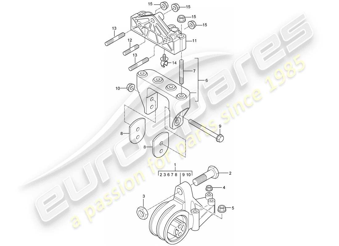 porsche 2004 (carrera gt) motoraufhängung teilediagramm