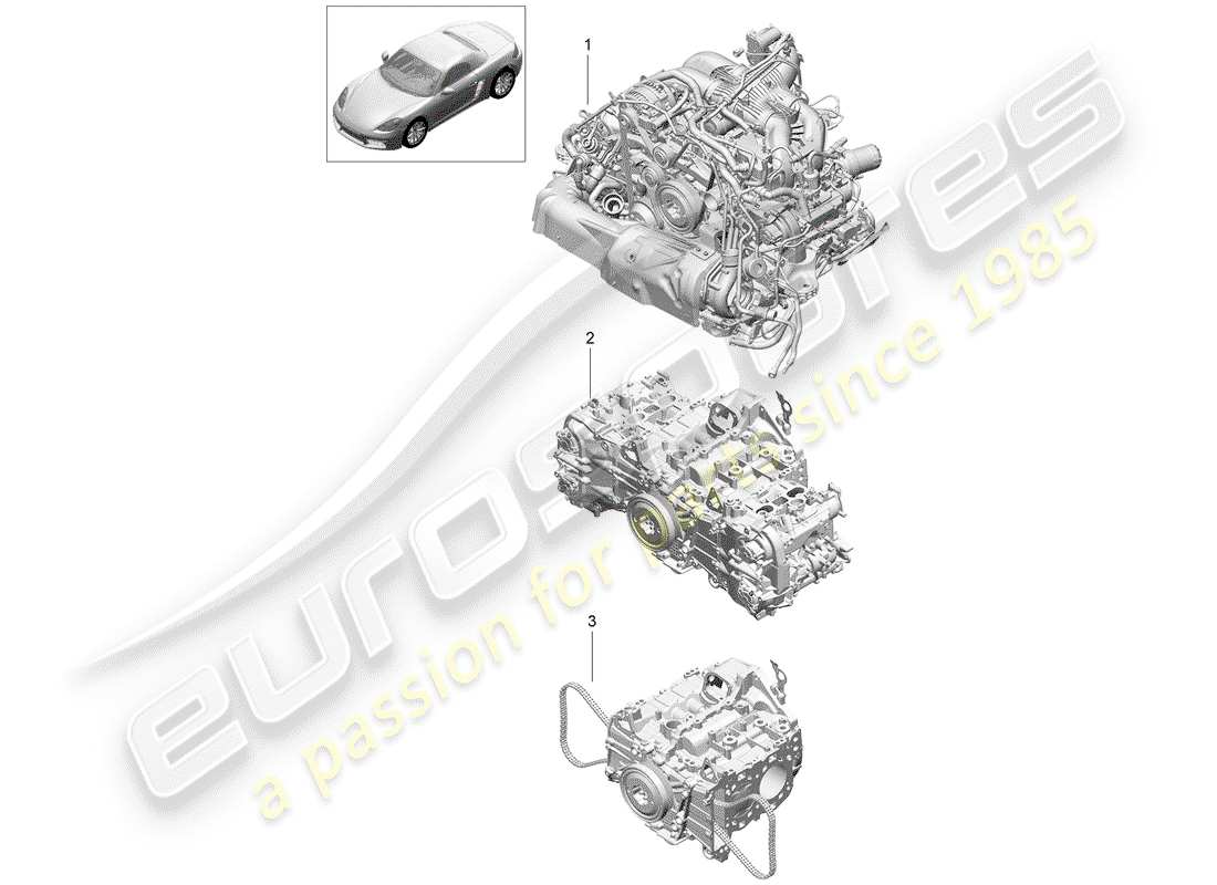 porsche 2018 (718 boxster) ersatzteildiagramm für den motorersatz