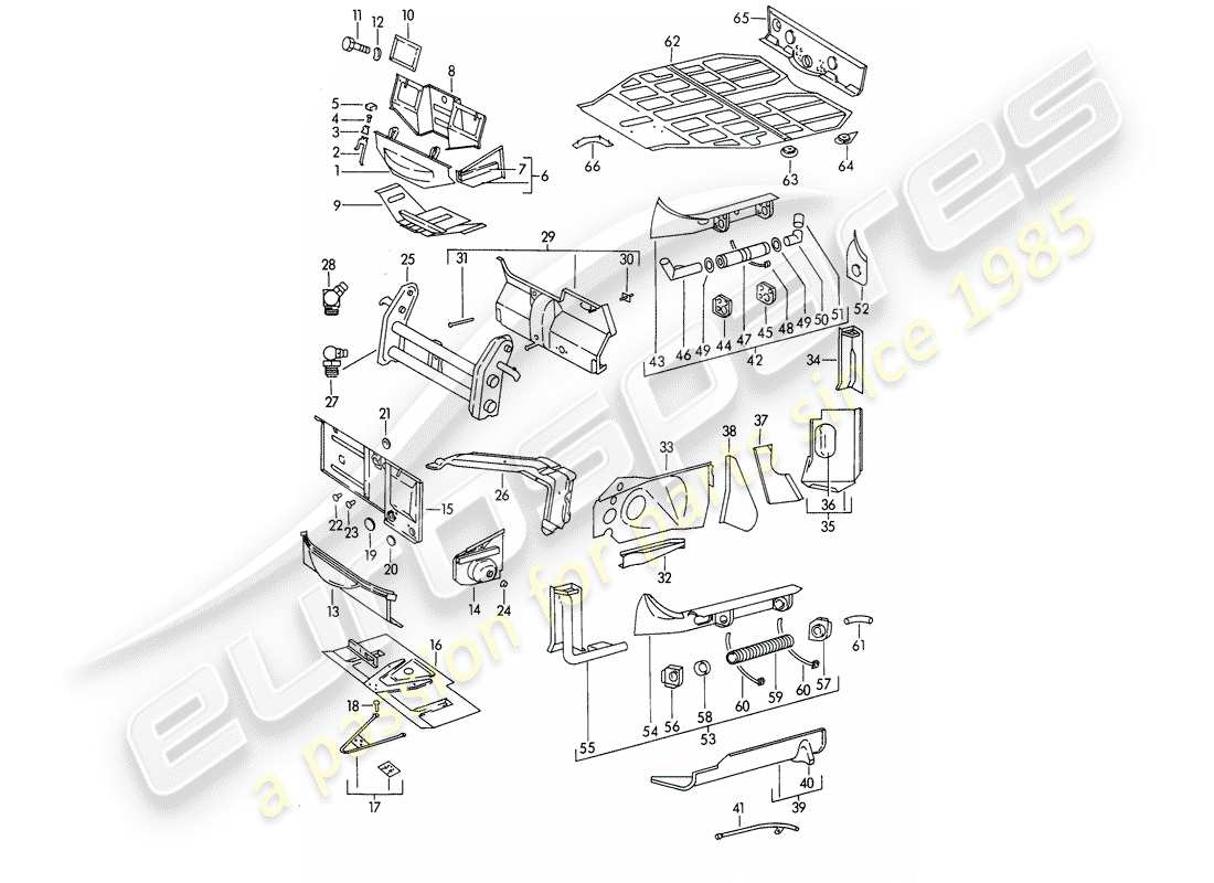 porsche 1964 (356b/356c) rahmen - einzelteile ersatzteildiagramm