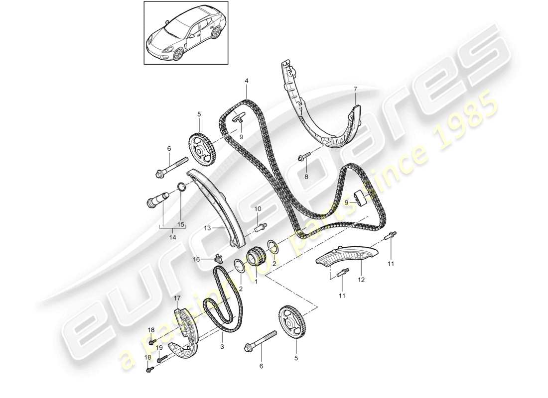 porsche 2012 (panamera 970) steuerkettengleitschiene kettenspanner teilediagramm