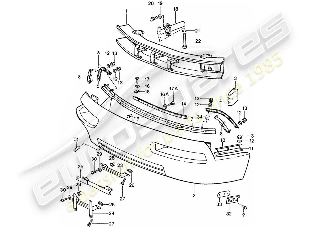 porsche 1987 (928) stoßstange ersatzteildiagramm