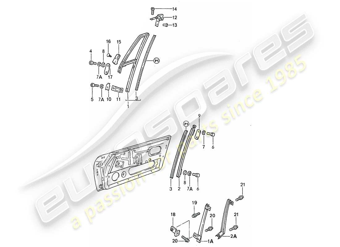 porsche 1987 (911) fensterrahmen ersatzteildiagramm