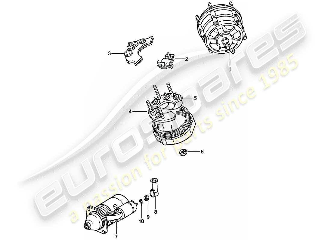 porsche 1982 (911) lichtmaschine - anlasser - ersatzteildiagramm