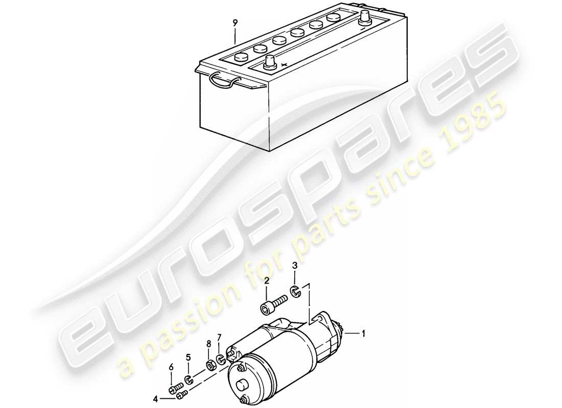 porsche 1983 (928) starter - batterie teilediagramm