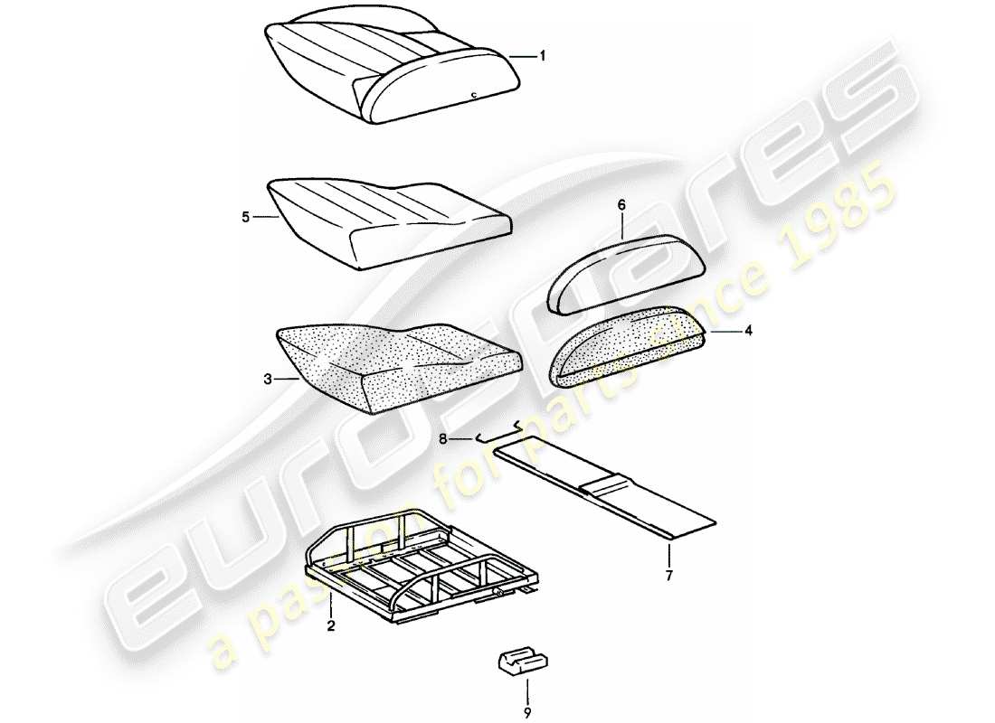 porsche 1982 (911) sportsitz - sitzkissen - einzelteile - d >> - mj 1980 ersatzteildiagramm