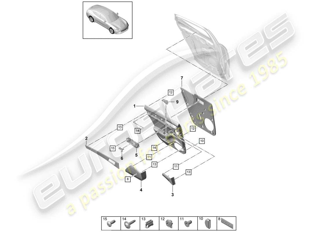 porsche 2018 (panamera 971-1) türplatte teilediagramm