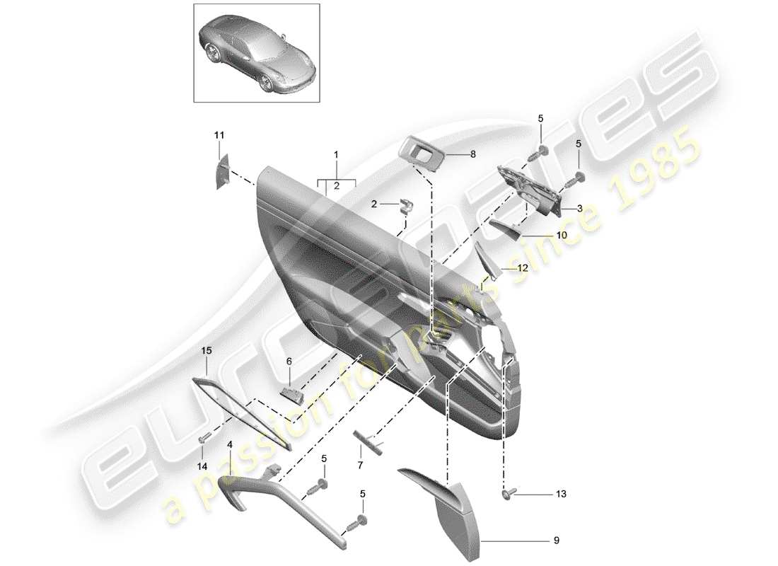 porsche 2015 (991-1) türplatte teilediagramm