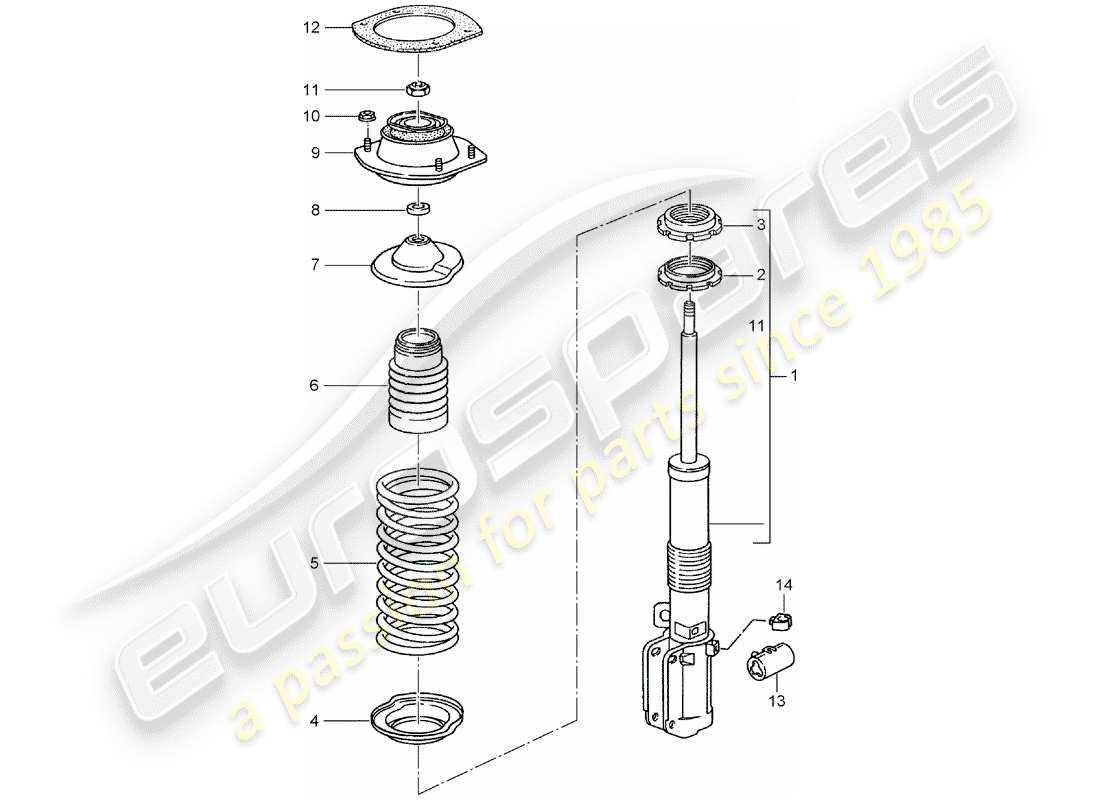porsche 1994 (993) aufhängung - stossdämpferbein - neues design - siehe technische informationen - gruppe 4 - nr. 145/15 - nr. 7/16 - änderung - zubehör - achtung teilediagramm