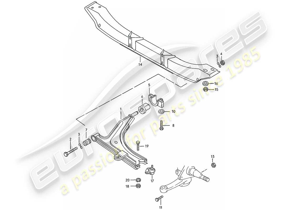 porsche 1977 (924) querlenker - quertraeger ersatzteildiagramm