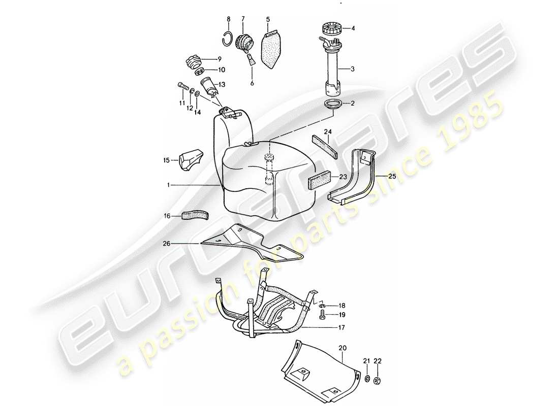 porsche 1987 (928) kraftstofftank teilediagramm