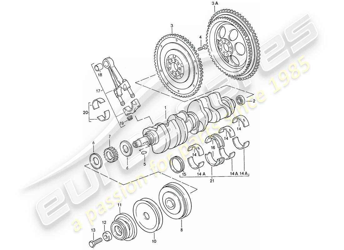 porsche 1987 (928) kurbelwelle - pleuelstange ersatzteildiagramm