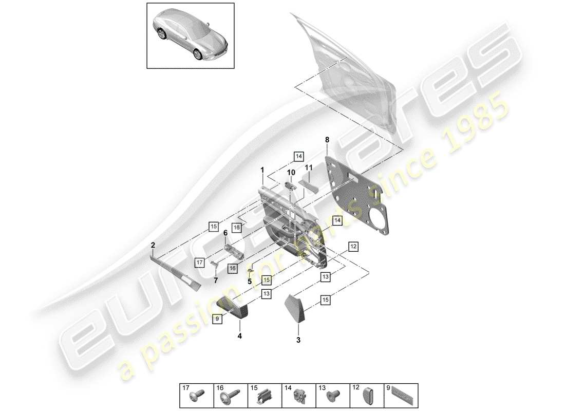 porsche 2019 (panamera 971-1) türplatte teilediagramm