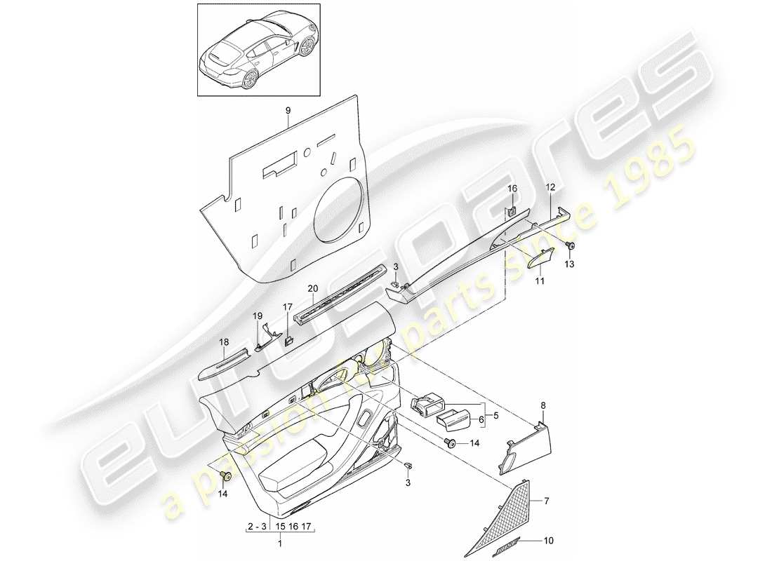 porsche 2012 (panamera 970) türplatte teilediagramm