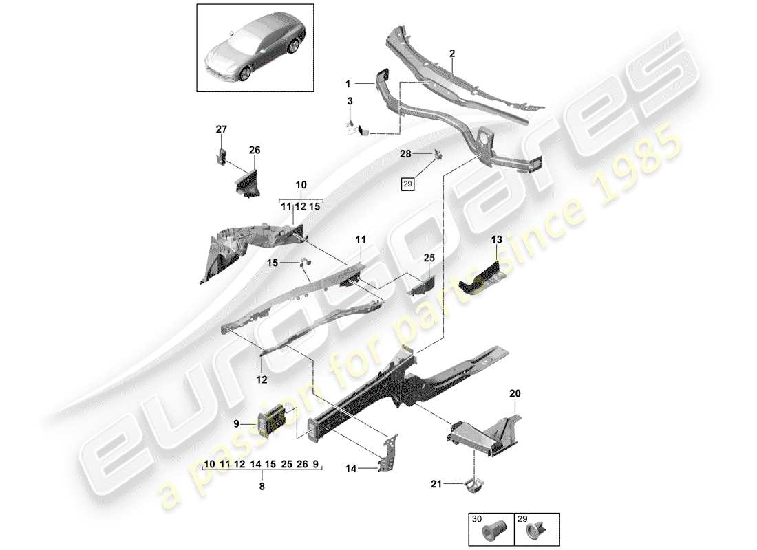 porsche 2020 (panamera 971-1) front end teilediagramm