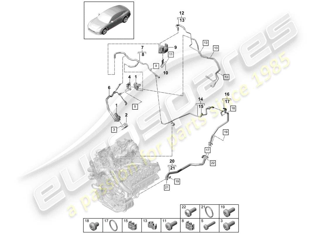 porsche 2020 (panamera 971-1) vakuumsystem teilediagramm