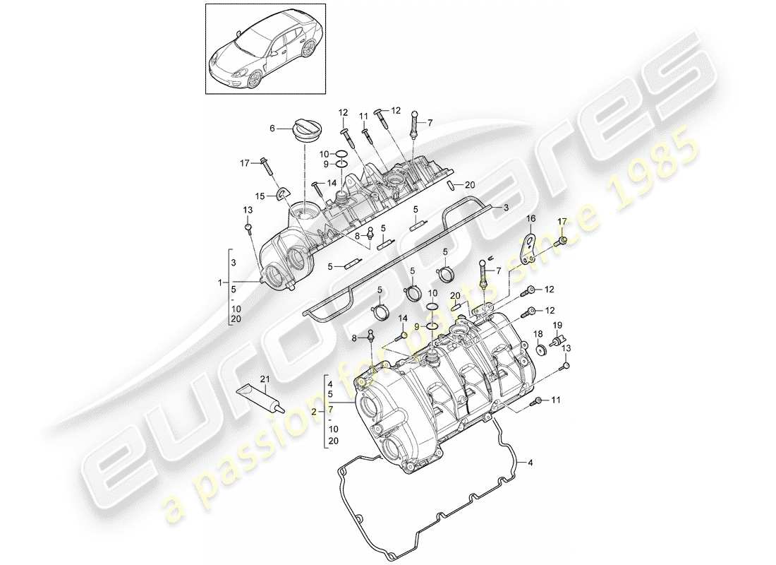 porsche 2011 (panamera 970) ventildeckel ersatzteildiagramm