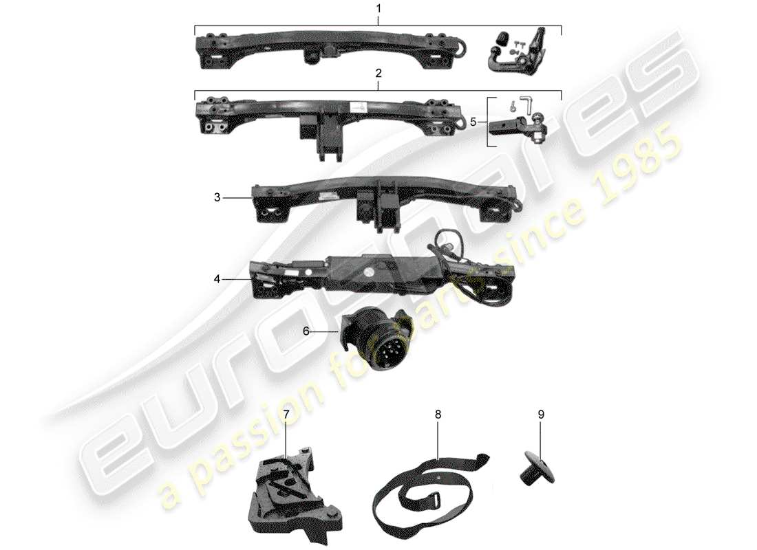 porsche 2003 (tequipment cayenne) anhängerkupplung - ersatzteildiagramm