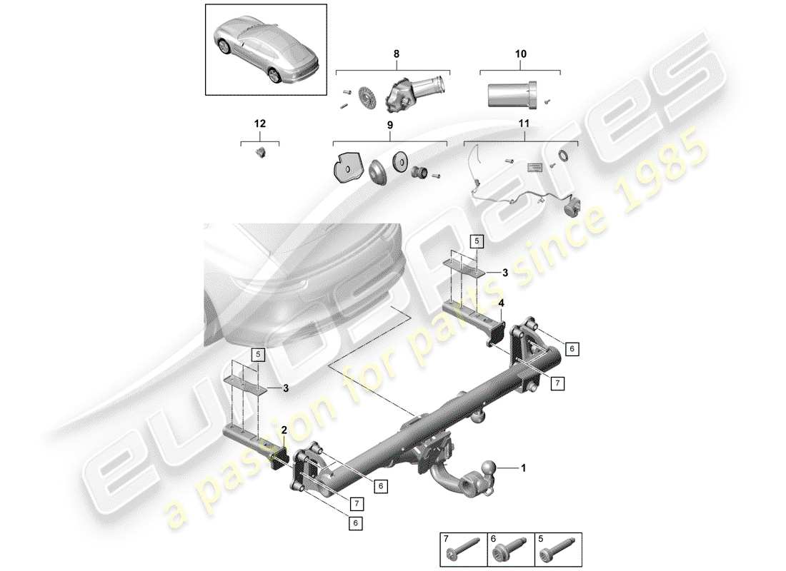 porsche 2018 (panamera 971-1) anhängerkupplung - ersatzteildiagramm